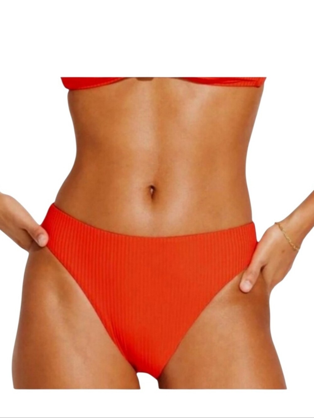 Vitamin A Eco Ribbed Bikini Bottoms Red
